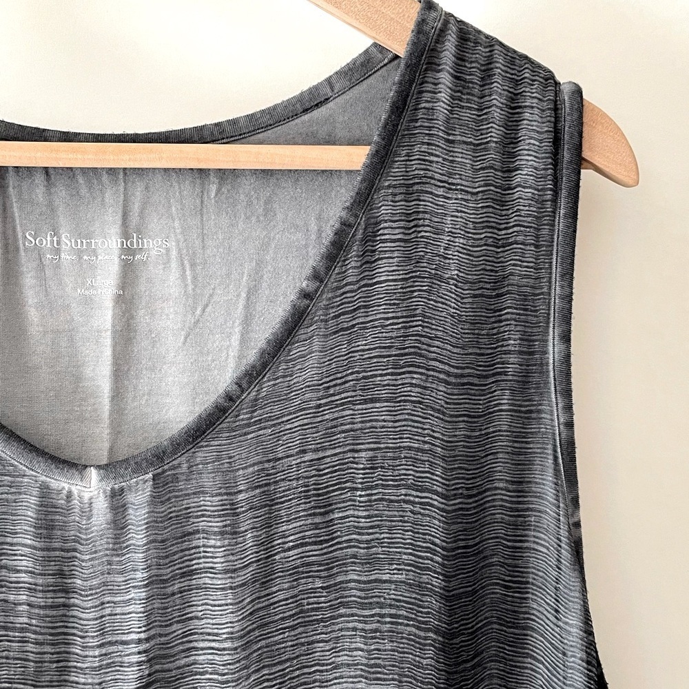 Soft Surroundings Grey 100% Silk Sleeveless Tunic Embroidered Sequins Size XL - Picture 5 of 13